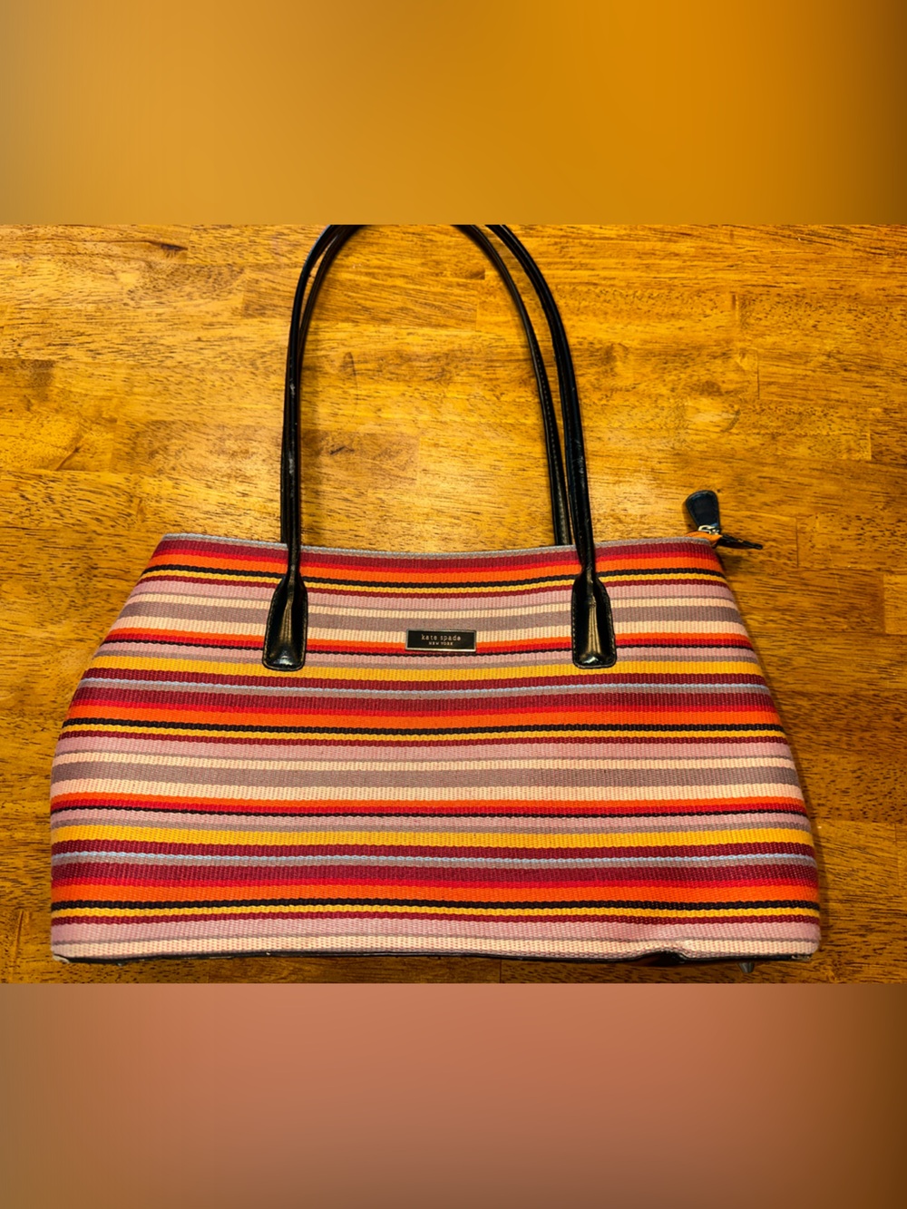 kate spade| Y2K | Striped Shoulder Bag in Pink, Red, Orange and Black